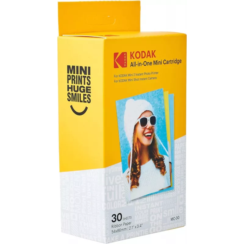 Cartucho mini todo en uno 30 hojas, Kodak MC-30 — cartucho de papel fotográfico para impresora instantánea, capacidad 30 hojas