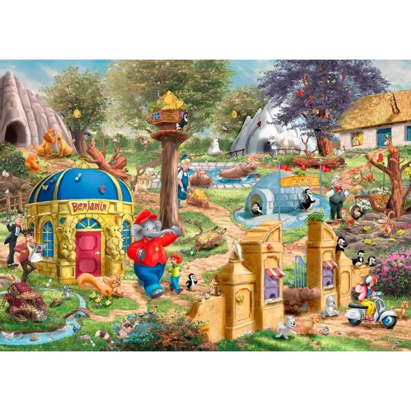Thomas Kinkade Studios: Benjamin Blümchen, Un día en el zoo de Neustadt, puzle 1000 piezas