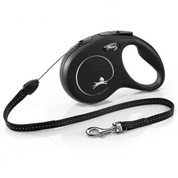 Correa extensible Flexi New CLASSIC 8 m negra con mecanismo retráctil
