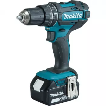 Makita DHP482RFX9 - Taladro percutor atornillador - Batería - Portabrocas de sujeción rápida 13 mm - 62 N·m - 2 baterías, cargador incluido - 18 V (DHP482RFX9)