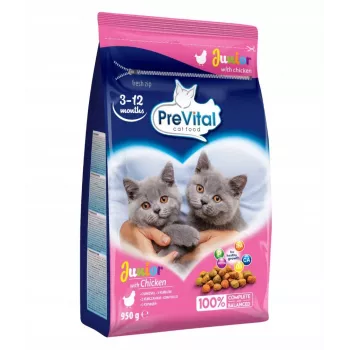 Pienso para gatos PREVITAL Junior Chicken 950 g — Croquetas para gatitos, 35 % proteína, 12 % grasa