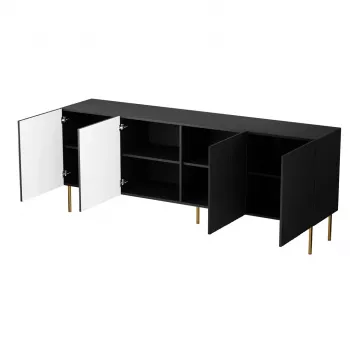 Cómoda JUNGLE 190x40.5x74.5 negro mate + patas doradas