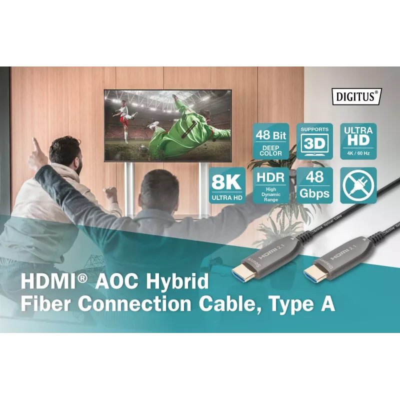 Cable de fibra óptica híbrido HDMI AOC Digitus AK-330126-300-S