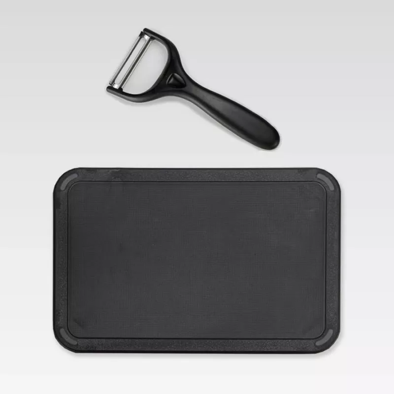 Set de bloque de cuchillos y cubiertos Maestro MR-1413 – negro, 8 piezas, hojas de acero inoxidable con soporte, portarrollos de papel