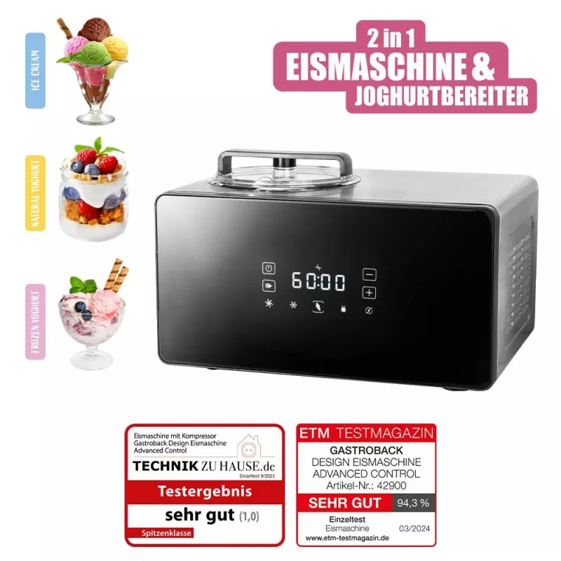 Máquina de helados tradicional Gastroback Design Advanced Control 1,5 L 150 W negro Satin steel