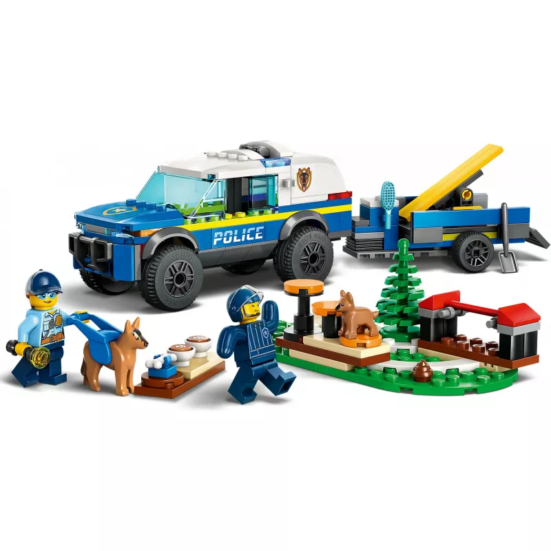 LEGO Set de entrenamiento de perros policía móvil con perro policía y equipo de entrenamiento