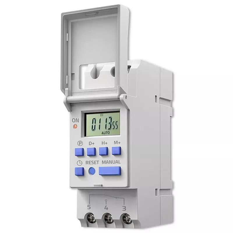 Temporizador electrónico para carril DIN QOLTEC 50983, a pilas, para circuitos de automatización