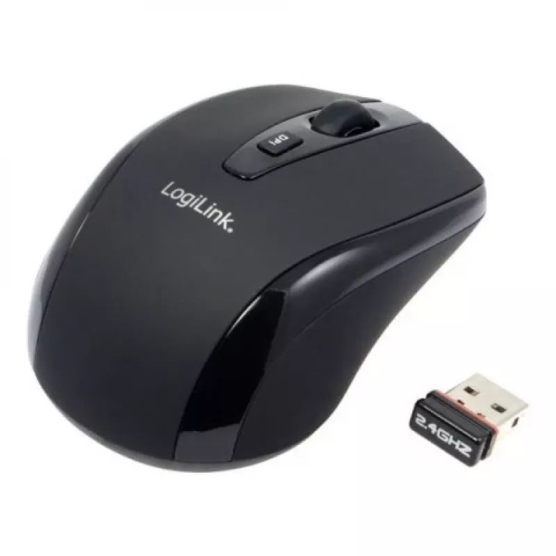 LogiLink Ratón óptico inalámbrico 2,4 GHz Mini - Ratón - óptico - 3 botones - inalámbrico - 2,4 GHz - receptor inalámbrico (USB) - Negro (ID0031)