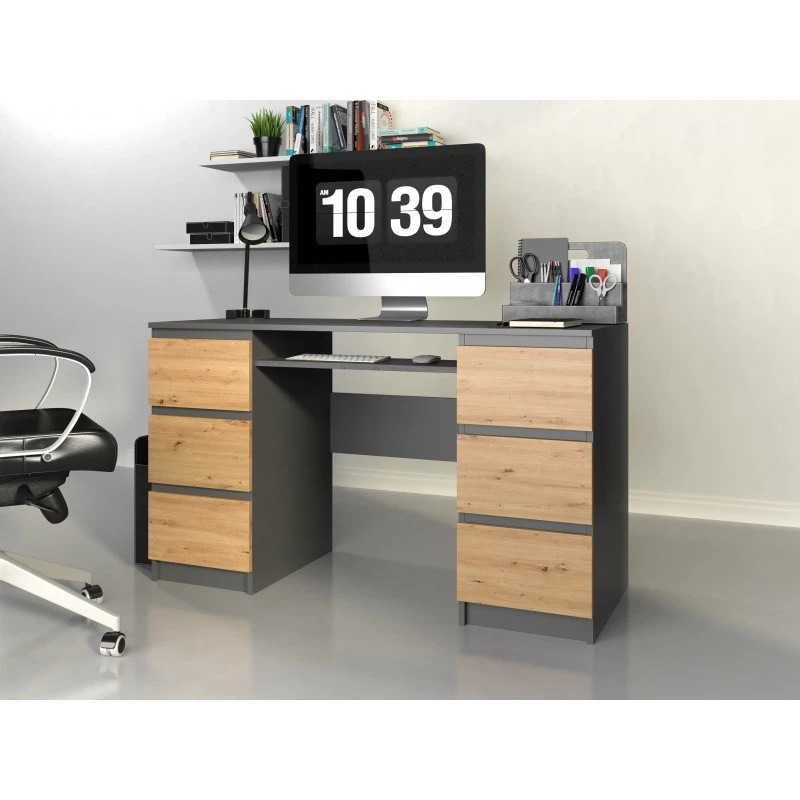 Tablero de mesa de ordenador e shop KUBA ANTR/ART, recto, rectangular, de aglomerado, 1300×510×760 mm, color roble