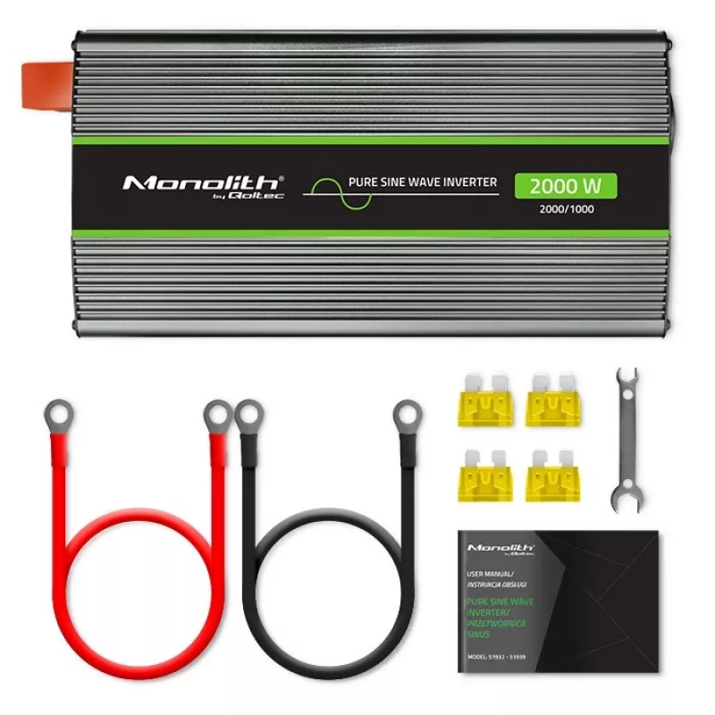 Inversor para coche Qoltec Monolith 2000 W Negro 24 V