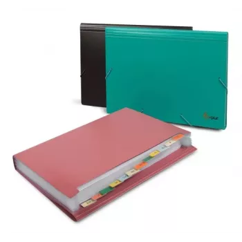 Carpeta de gomas Forpus, A4, plástico, negro, 12 compartimentos 0816-024