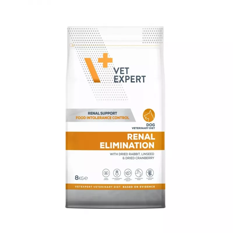 Pienso seco para perros VETEXPERT Veterinary Diet Renal Elimination — adulto, sabor conejo, 8 kg, proteína 15,8 %, grasa 19,5 %