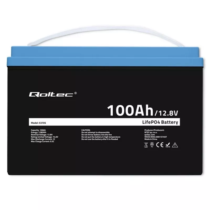 Batería de litio-fosfato de hierro Qoltec 53705 100 Ah 12,8 V