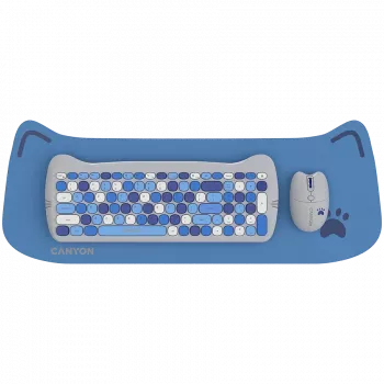 Conjunto de teclado y ratón inalámbricos CANYON HSET-W6 Kitty Edition AAA AA azul
