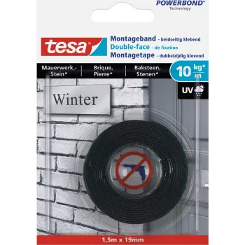 Cinta de montaje Tesa 77748 negro 1,5 m — cinta adhesiva para interior y exterior