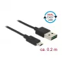 Cable USB DeLOCK 84804 USB 2.0 0,2 m USB A Micro-USB B negro
