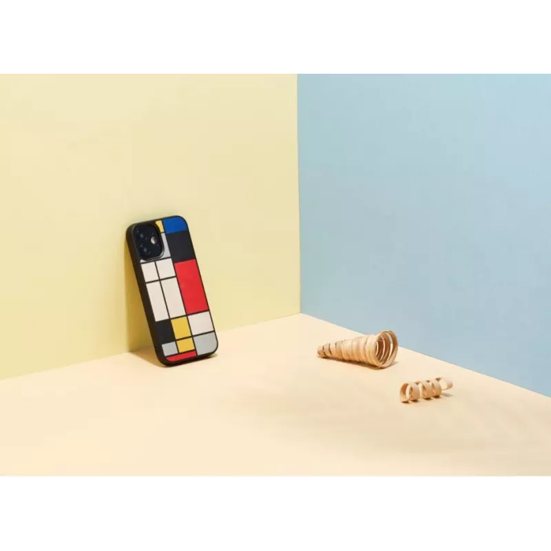 Funda para móvil Man and Wood para iPhone 12 mini — parte trasera de madera, marco negro
