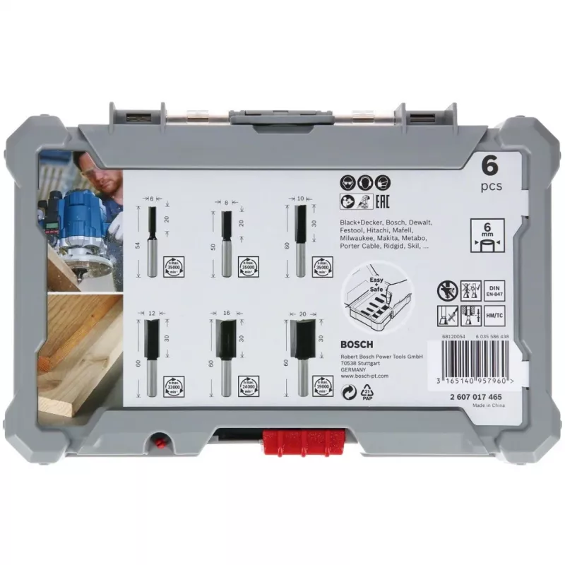 Bosch 2607017466 juego de fresas para ranurar, 6 piezas