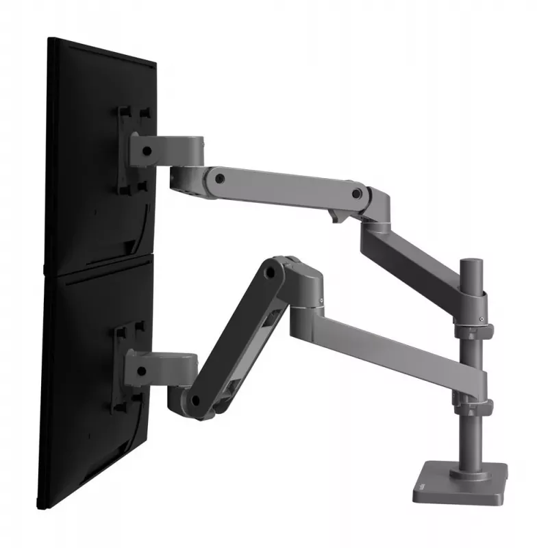 Ergotron LX Pro - kit de montaje (doble brazo) - para 2 pantallas LCD - montaje en placa perforada - aluminio - gris oscuro - tamaño de pantalla: hasta 61 cm (hasta 24