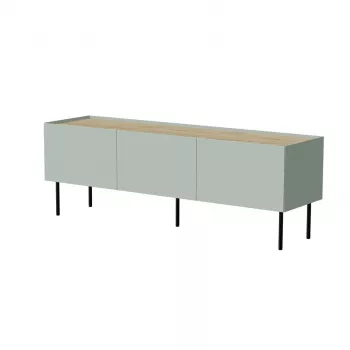 Mueble TV Cama FELLINI 150x40x52 verde oliva + tablero de roble aceitado
