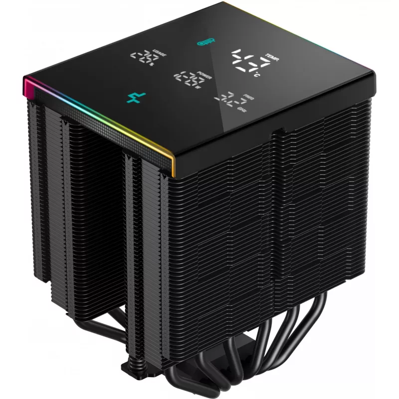 Ventilador de CPU DeepCool AK620 Digital PRO — ventilador de 120 mm, 1750 rpm, 25 dB, 12 V, compatible con LGA1700/AM5, negro