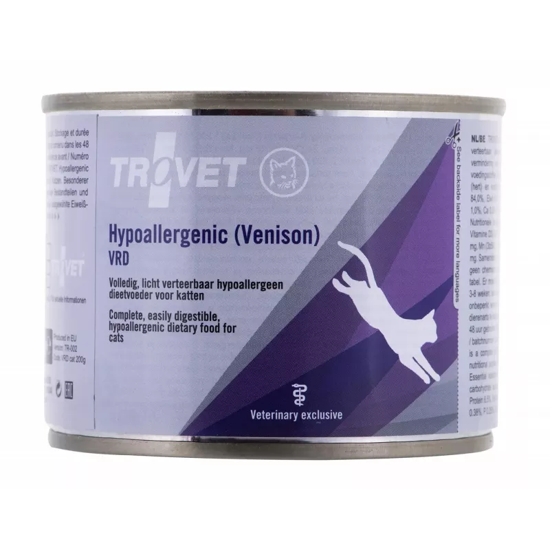 TROVET Hypoallergenic VRD con caza - Comida húmeda para gatos - 200g