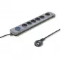 Protector de sobretensión Qoltec 50166 gris 6 tomas AC 230V 3m