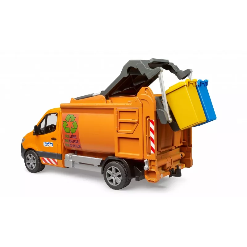 Vehículo de modelo BRUDER MB Sprinter camión de basura BR-02682, réplica de juguete a escala