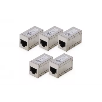 Acopladores modulares CAT 6 DIGITUS, blindados, 5 unidades, RJ-45, contactos dorados, plateado