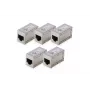 Acopladores modulares CAT 6 DIGITUS, blindados, 5 unidades, RJ-45, contactos dorados, plateado