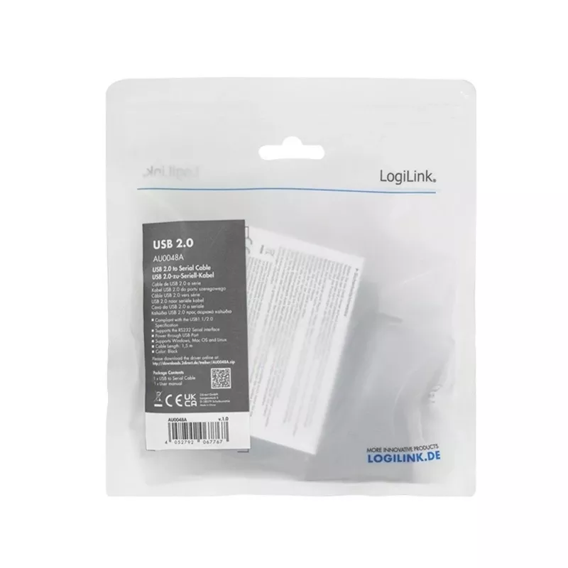 Cable serie LogiLink AU0048A negro 1,5 m USB A DB-9
