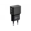 Cargador USB dual goobay - fuente de alimentación - 12 vatios - 2,4 A - 2 puertos de salida (USB) - negro (44951)