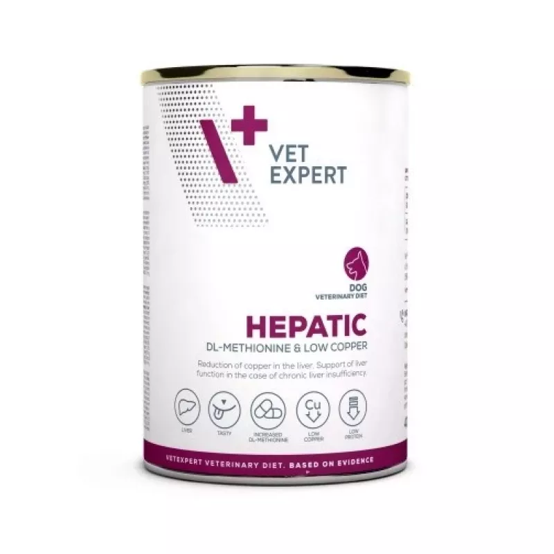 Comida húmeda para perros VETEXPERT Veterinary Diet Hepatic para perros, 400 g, soporte hepático, sabor a carne