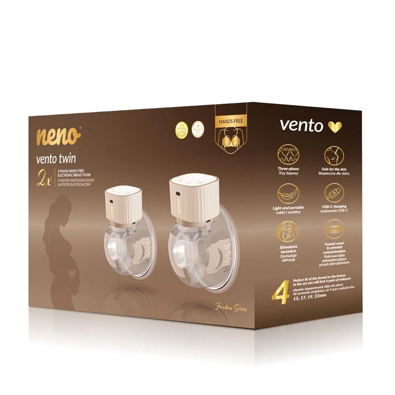 Neno Vento Twin extractor de leche eléctrico, inalámbrico, de 3 fases