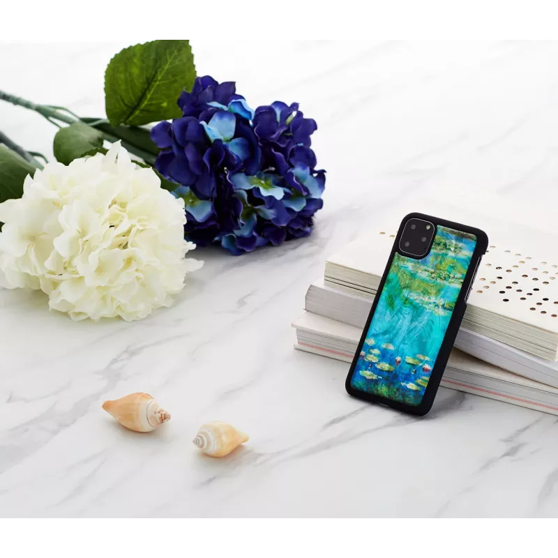 Funda para móvil iKins para iPhone 11 Pro Max – diseño nenúfares, negro