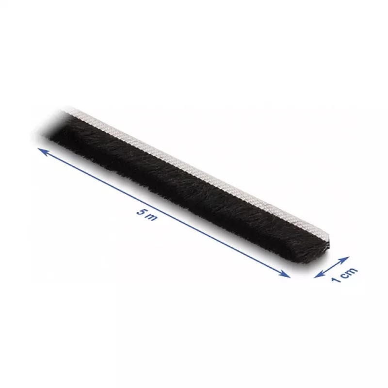 DeLOCK Perfil de cepillo autoadhesivo 10 mm longitud 5 m negro