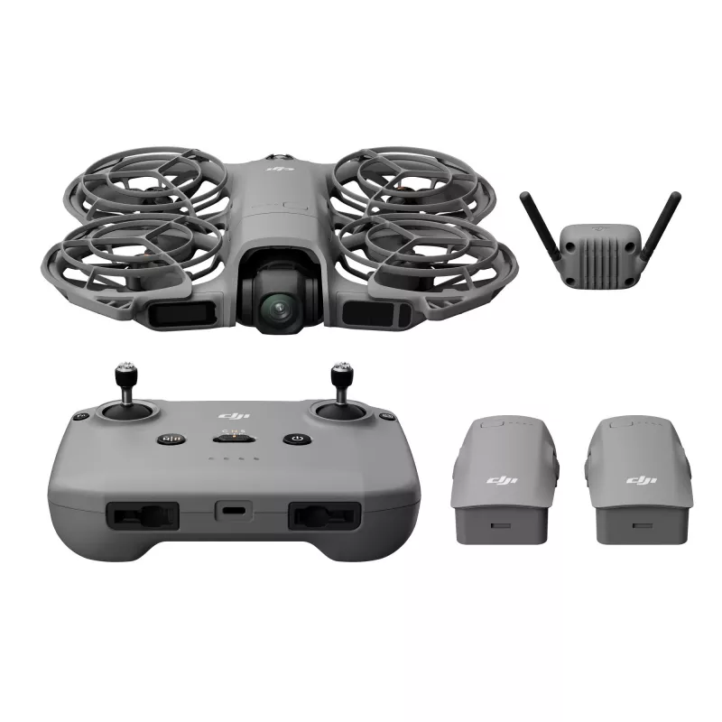 Dron cuadricóptero DJI Neo 2 Fly More Combo — 4 rotores, cámara de 12 MP, vídeo 2688×1512, batería de 1606 mAh, 49 GB de almacenamiento interno, Negro/Gris