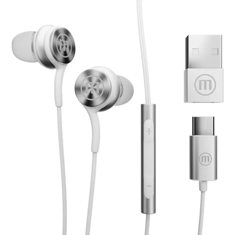 Maxell XC1 Auriculares con cable USB-C con adaptador USB-A blanco