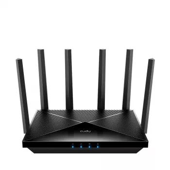 Router de sobremesa Cudy WR6500H — dual band 2,4/5 GHz, Wi-Fi 7 (802.11be), 5765 Mbit/s, 2,5GbE LAN, 5x RJ-45, 3x3 antenas, negro