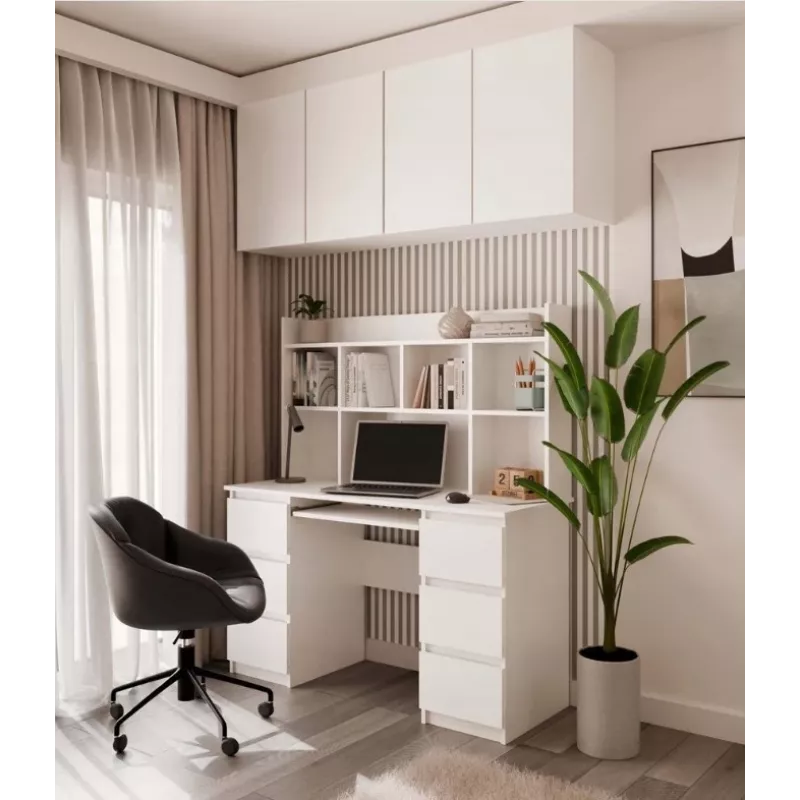 Conjunto escritorio KUBA + Extension Piece, blanco