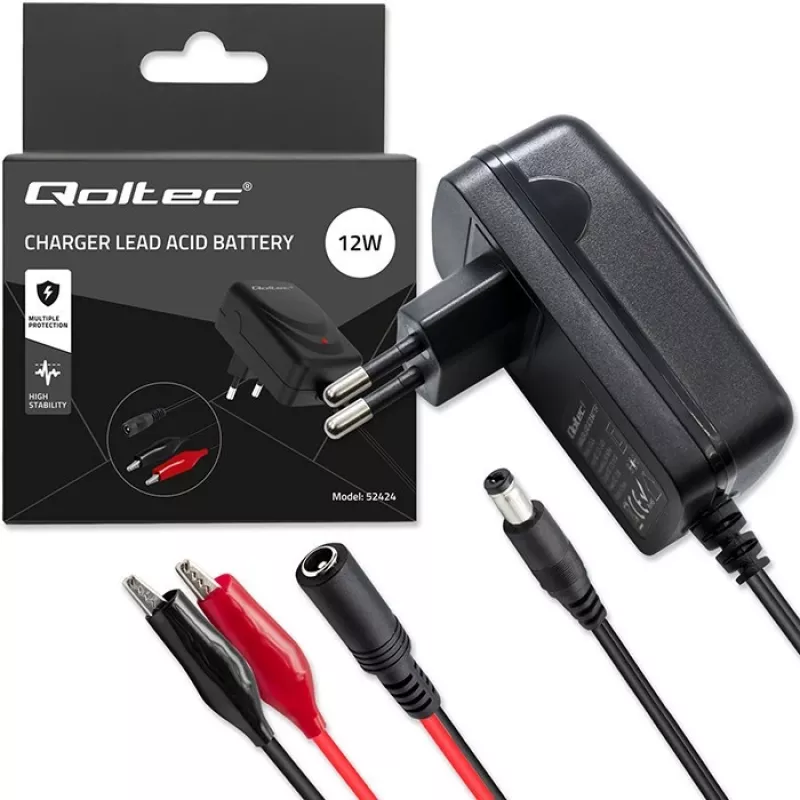 Cargador de baterías QOLTEC cargador para AGM GEL STD 12V 1,5A