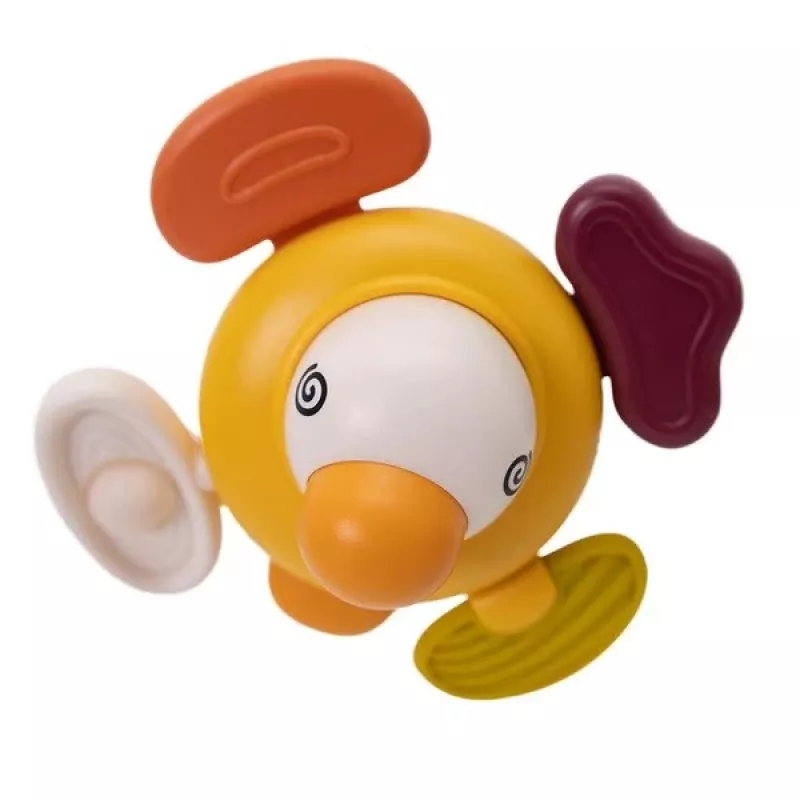 Pato de peluche sensorial interactivo Ascato 122946 — textura suave, diseño multicolor