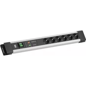Regleta de enchufes Bachmann CONNECTUS con 6x tomas CEE7/3, 1x GVS, 1x interruptor, cable de 2,0 m, gris