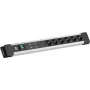Regleta de enchufes Bachmann CONNECTUS con 6x tomas CEE7/3, 1x GVS, 1x interruptor, cable de 2,0 m, gris