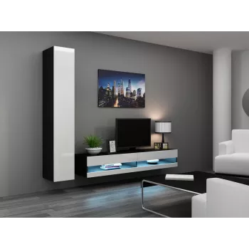 Soporte de TV para cama meble VIGO NEW 30/180/40, 1800×400×300 mm, tablero superior negro, estructura de aglomerado