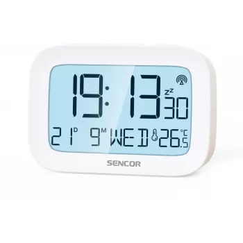 Despertador digital SENCOR SRC 2200 con pantalla LED y respaldo de batería