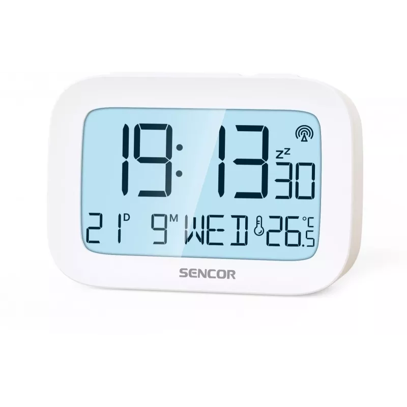 Despertador digital SENCOR SRC 2200 con pantalla LED y respaldo de batería
