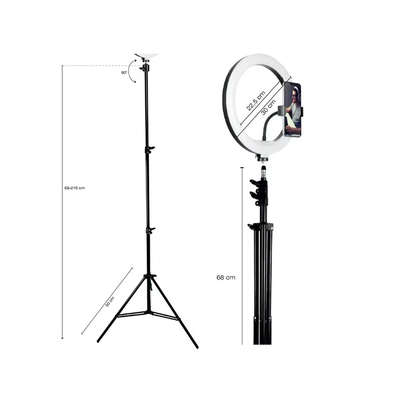 Aro de luz TRACER RING 30 cm con trípode 210 cm