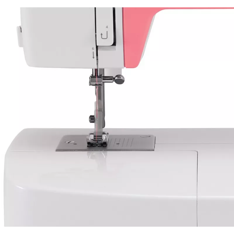 Singer Simple 3210 máquina de coser automática, electromecánica, 10 puntadas, ojal en 4 pasos, brazo libre, 85 W, blanca/rosa