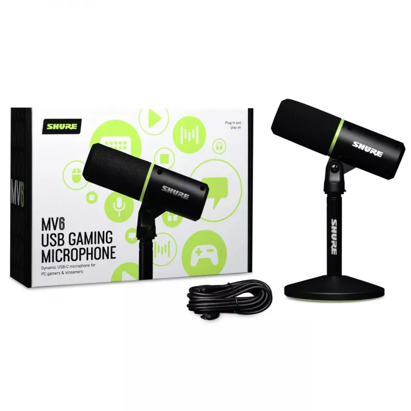 Shure MV6 - micrófono dinámico cardioide USB-C para gamers y streamers